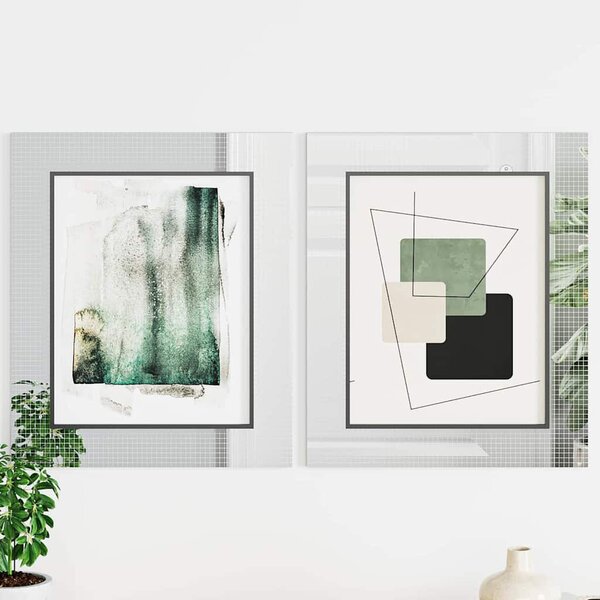 Tükör Mozaik Csempe Geometrikus 3 pcs Ezüst 30 x 30 cm Üveg