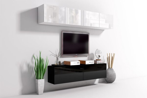 MEBLINE Nappali bútor ONYX 2 fehér / fekete fényes