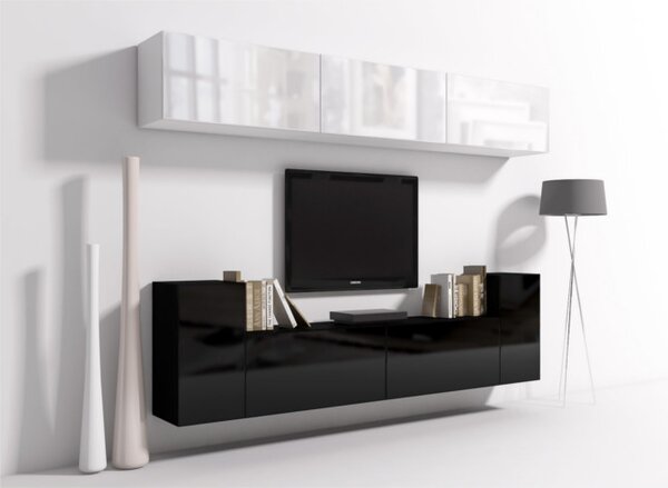 MEBLINE Nappali bútor ONYX 6 fehér / fekete fényes