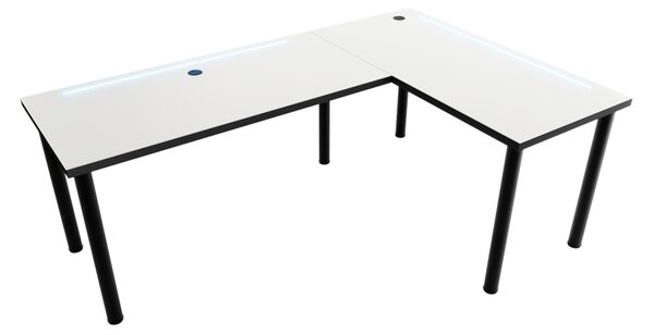 LOOK N sarok számítógépasztal LED, 160/110x73-76x50, fehér/fekete, jobb
