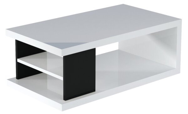 LUKE dohányzóasztal, 110x60x41, fehér/fekete matt