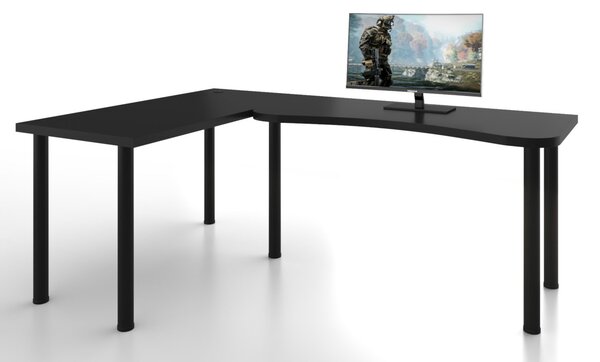 L sarok számítógépasztal, 200/135x73-76x65, fekete, bal