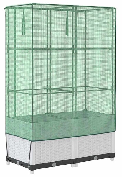 Rattan megjelenésű magaságyás melegháztakaróval 80x40x138 cm