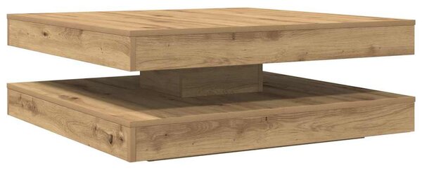 Kézművestölgy dohányzóasztal 360 fokban forgatható 90x90x34,5cm