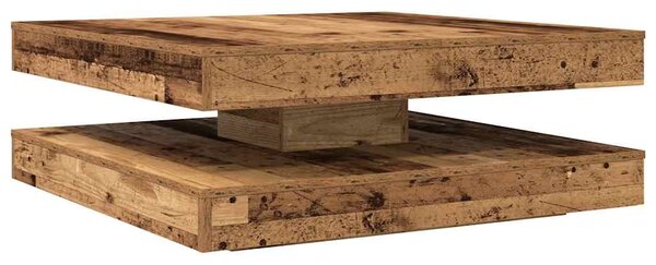 Antik fa dohányzóasztal 360 fokban forgatható 90x90x34,5 cm