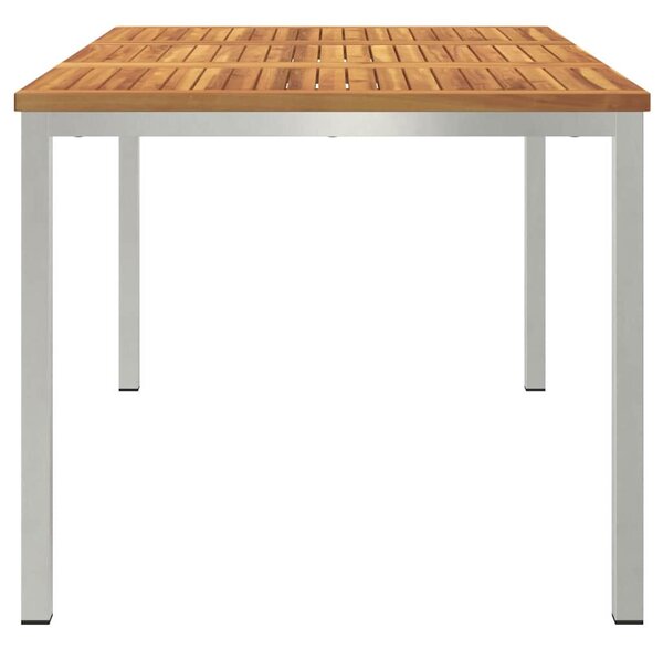 Étkezőasztal 150x90x75 cm Szilárd akácfa és rozsdamentes acél
