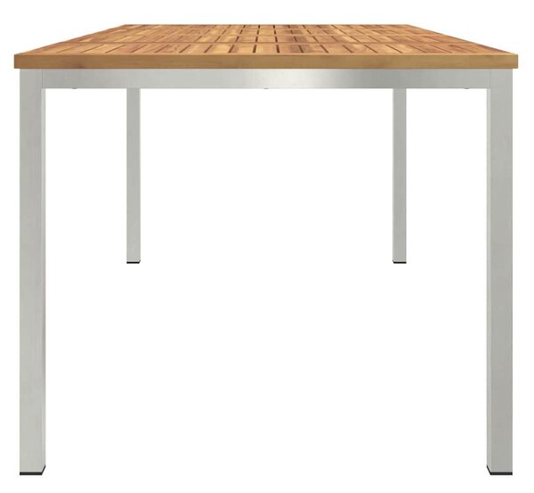 Étkezőasztal 180x90x75 cm Szilárd akácfa és rozsdamentes acél