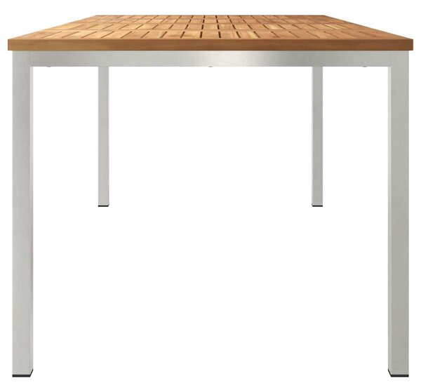 Étkezőasztal 180x90x75 cm Tömör teakfa és rozsdamentes acél