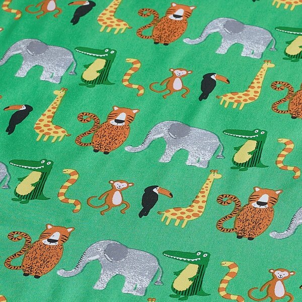 Zöld gumis egyszemélyes gyerek lepedő 90x190 cm Animal Magic – Catherine Lansfield