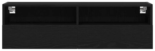 TV Fali Szekrény 100 x 30 x 30 cm Fekete tölgy Szerelt Fa