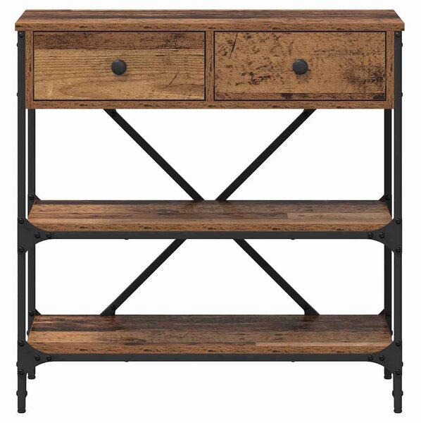 Konzolasztal fiókkal polcokkal Barna 75 x 34,5 x 75 cm faszínű