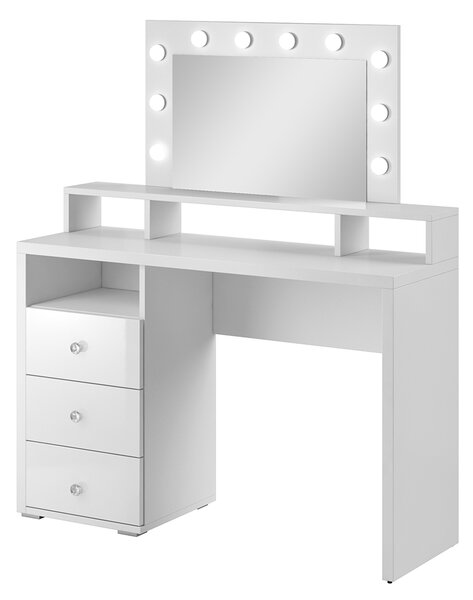 MEBLINE Fésülködőasztal tükörrel és világítással DIVA fehér
