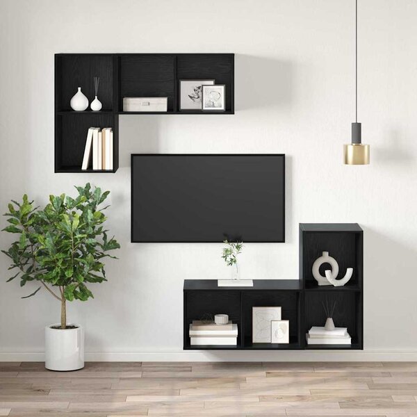 TV szekrény garnitúra 37 x 37 x 72 cm Fekete tölgy Szerelt Fa