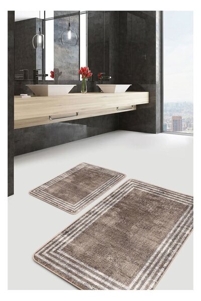 Barna bársony fürdőszobai kilépő szett 2 db-os 60x100 cm – Mila Home
