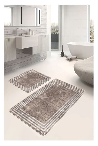 Barna bársony fürdőszobai kilépő szett 2 db-os 60x100 cm – Mila Home