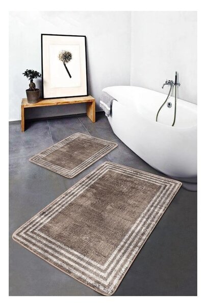 Barna bársony fürdőszobai kilépő szett 2 db-os 60x100 cm – Mila Home