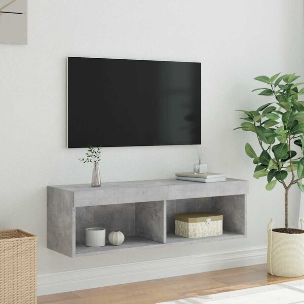 Betonszürke TV-szekrény LED-világítással 100 x 30 x 30 cm