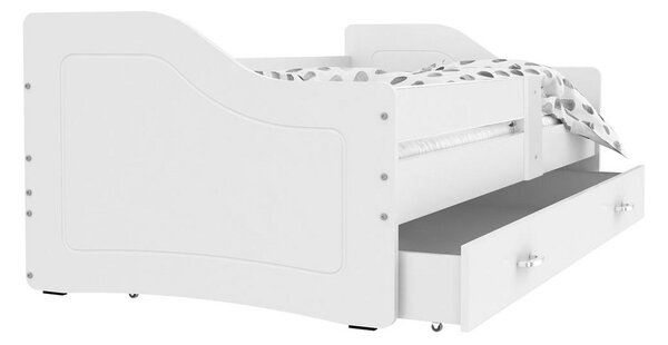 SWAN P1 COLOR gyerekágy + AJÁNDÉK matrac + ágyrács, 140x80 cm, fehér/fehér