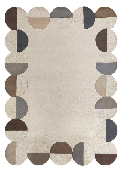 Szürkésbézs kézi szövésű gyapjú szőnyeg 160x230 cm Mia Scallop Frame – Flair Rugs