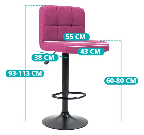 Szövet borítású bárszék 2 db, több színben-pink