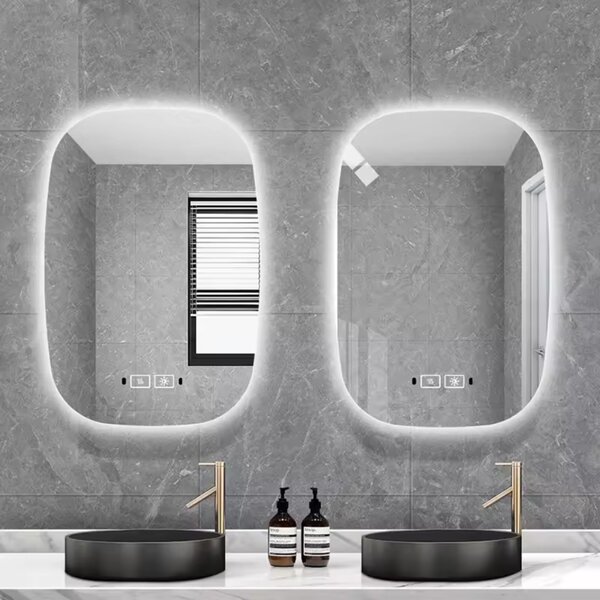 Tükör LED világítással 60x88cm | Páramentesítő funkció | Beépített óra | Fényerő és színhőmérséklet szabályozás | Welland Type-1T
