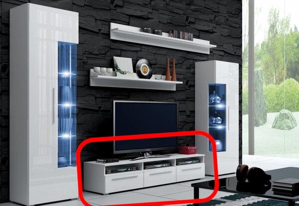 LUGANO TV asztal, fehér/magasfényű fehér