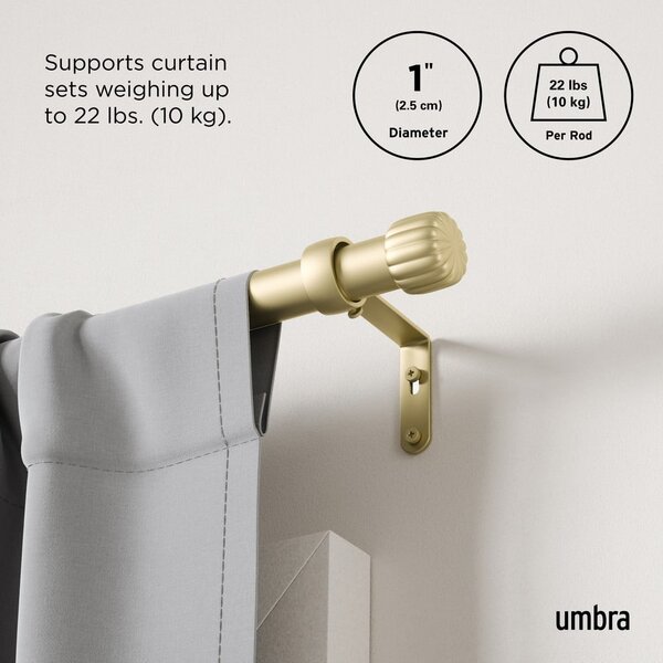 Matt aranyszínű acél bővíthető függönykarnis 168 - 305 cm Cleo – Umbra