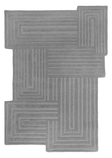 Szürke kézi szövésű gyapjú szőnyeg 160x230 cm Zen Rectangles – Flair Rugs