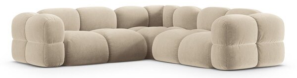 Bézs bársony sarokkanapé Loretto – Cosmopolitan Design