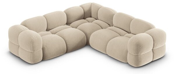 Bézs bársony sarokkanapé Loretto – Cosmopolitan Design