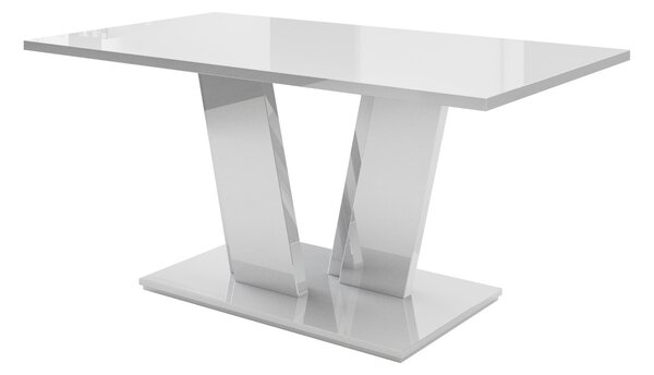 VOICE étkezőasztal, 160x76x90 cm, magasfényű fehér