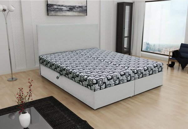 TOM francia ágy matraccal, 180x200, dolaro 511 fehér /siena szürke