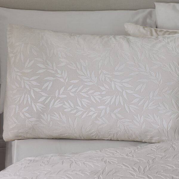 Szürkésbézs kétszemélyes jacquard ágyneműhuzat 200x200 cm Corded Leaves – Catherine Lansfield