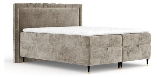 Bézs ágyneműtartós boxspring ágy 180x200 cm Voyage – Maison de Rêve