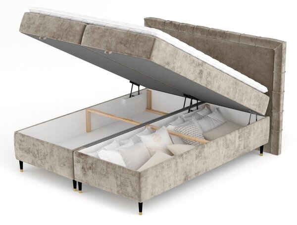 Bézs ágyneműtartós boxspring ágy 180x200 cm Voyage – Maison de Rêve