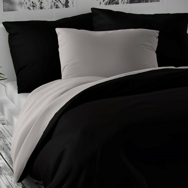 Luxury Collection szatén ágynemű, fekete/világosszürke
