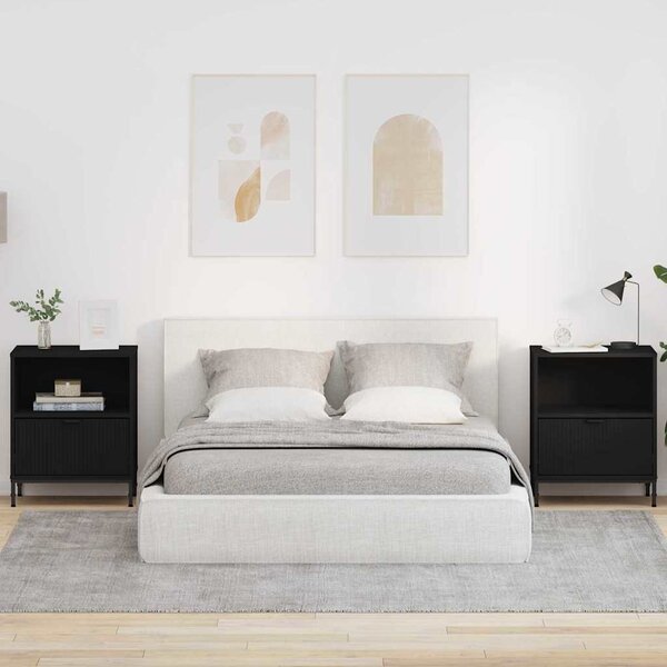 Éjjeliszekrény 2 db Fekete 49 x 36 x 61 cm Szerelt fa