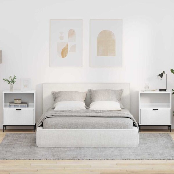 Éjjeliszekrény 2 db Magasfényű fehér 49 x 36 x 61 cm Szerelt fa