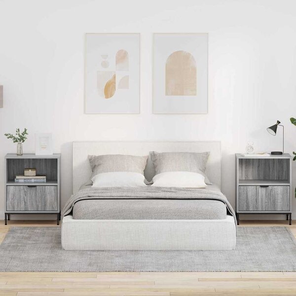 Éjjeliszekrény 2 db Szürke sonoma 49 x 36 x 61 cm Szerelt fa