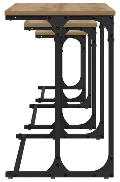 Fészkelt Kávézó Asztal 3 pcs kézműves tölgy 50.5 x 35 x 53 cm