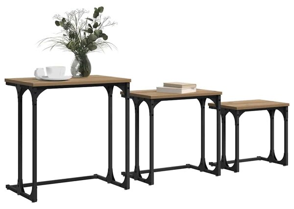 Fészkelt Kávézó Asztal 3 pcs kézműves tölgy 50.5 x 35 x 53 cm