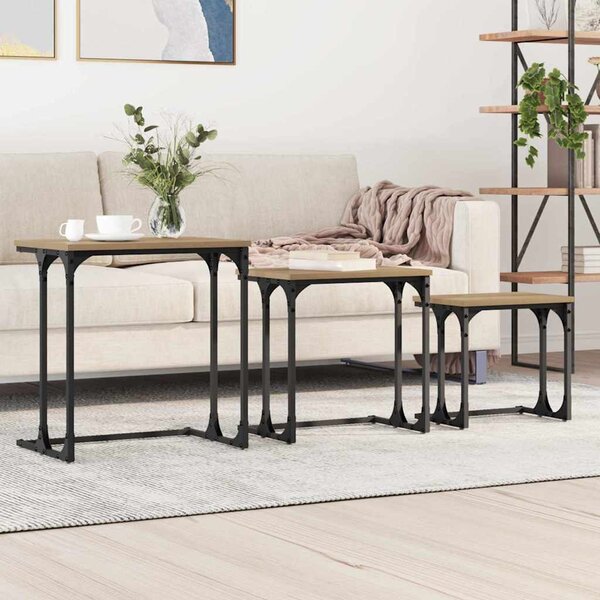 Fészkelt Kávézó Asztal 3 pcs kézműves tölgy 50.5 x 35 x 53 cm