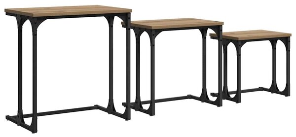 Fészkelt Kávézó Asztal 3 pcs kézműves tölgy 50.5 x 35 x 53 cm
