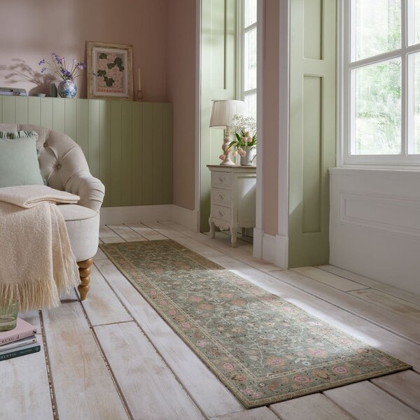 Világoszöld mosható futószőnyeg 60x230 cm Una Floral – Flair Rugs