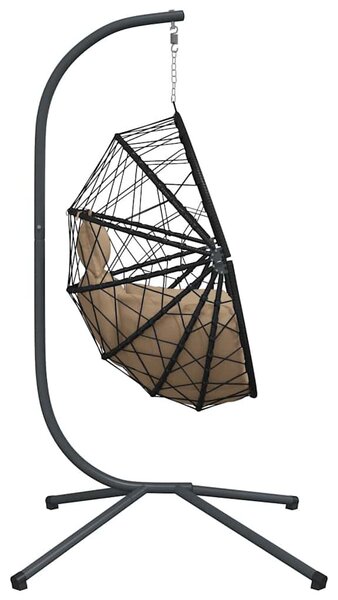 Tópszínű rattan és acél függő kagylószék állvánnyal