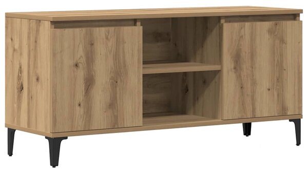 Kézműves tölgy színű szerelt fa TV-szekrény 102x35x50 cm
