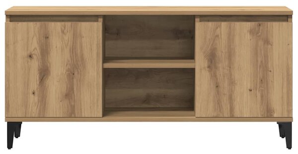 Kézműves tölgy színű szerelt fa TV-szekrény 102x35x50 cm