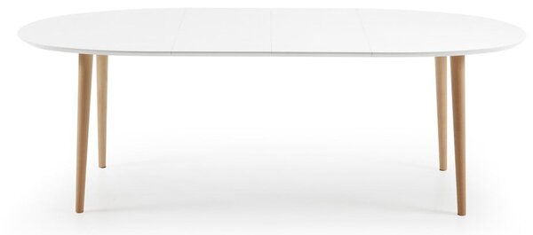 Fehér bővíthető étkezőasztal fehér asztallappal 90x140 cm Oqui – Kave Home