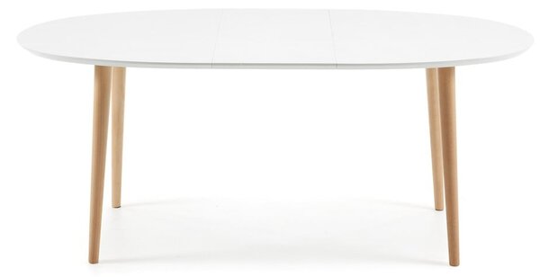 Fehér bővíthető étkezőasztal fehér asztallappal 90x140 cm Oqui – Kave Home