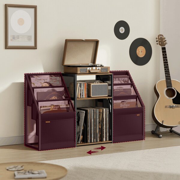 Stolek na gramofon a LP desky 81x30x69cm, mdf, old wood, AKF-E1076 OLW